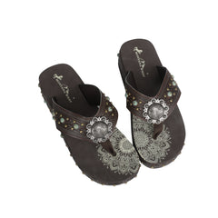 SEF11-S095 Montana West Aztec Tooled Wedge with Crosses Flip Flops By Case