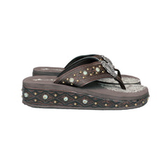 SEF11-S095 Montana West Aztec Tooled Wedge with Crosses Flip Flops By Case