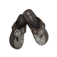 SEF11-S095 Montana West Aztec Tooled Wedge with Crosses Flip Flops By Case