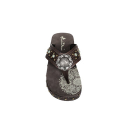 SEF11-S095 Montana West Aztec Tooled Wedge with Crosses Flip Flops By Case