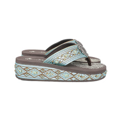 SEF11-S095 Montana West Aztec Tooled Wedge with Crosses Flip Flops By Case
