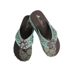 SEF11-S095 Montana West Aztec Tooled Wedge with Crosses Flip Flops By Case