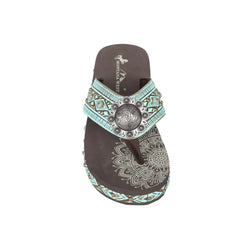 SEF11-S095 Montana West Aztec Tooled Wedge with Crosses Flip Flops By Case
