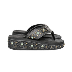 SEF11-S095 Montana West Aztec Tooled Wedge with Crosses Flip Flops By Case