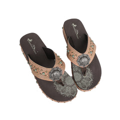SEF11-S095 Montana West Aztec Tooled Wedge with Crosses Flip Flops By Case