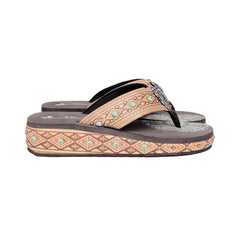 SEF11-S095 Montana West Aztec Tooled Wedge with Crosses Flip Flops By Case