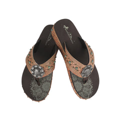 SEF11-S095 Montana West Aztec Tooled Wedge with Crosses Flip Flops By Case