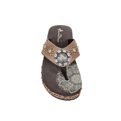 SEF11-S095 Montana West Aztec Tooled Wedge with Crosses Flip Flops By Case
