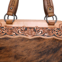 MWRG-044 Montana West Genuine Leather Hand Tooled Hair-on Concealed Carry Tote