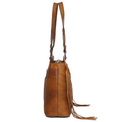 MWRG-044 Montana West Genuine Leather Hand Tooled Hair-on Concealed Carry Tote