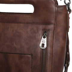 MWRG-046 Montana West Genuine Leather Hand Tooled Hair-on Collection Concealed Carry Hobo