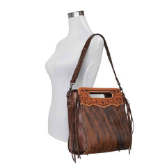 MWRG-046 Montana West Genuine Leather Hand Tooled Hair-on Collection Concealed Carry Hobo