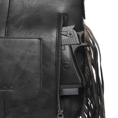 MWRG-043 Montana West Genuine Leather Hand Tooled Hair-on Collection Concealed Carry Hobo