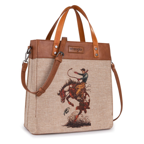 WG54-8317 Wrangler Art Print Canvas Tote/Crossbody