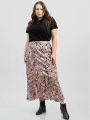 American Bling Women Leopard Print Satin Frill Midi Skirt AB-SK1025（Prepack 6 Pcs）