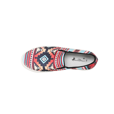 800-S018 Montana West Western Aztec Print Canvas Shoes - By Case