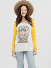 Delila Women Tribal Queen Studded Graphic Long Sleeve Tee DL-T009 （Prepack 9 Pcs）