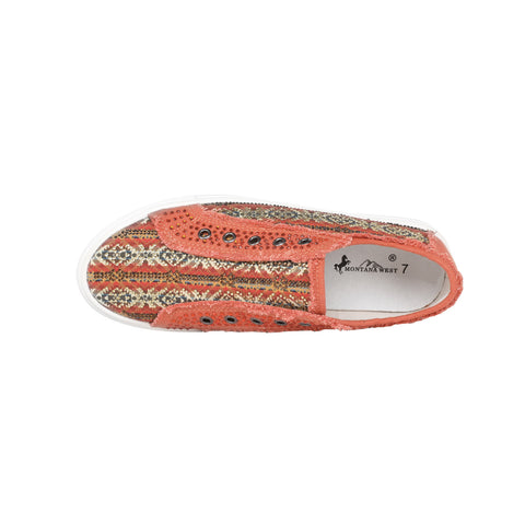 900-S046 Montana West Aztec Print Bling Canvas Shoes - By Case (12 Pairs/Case)