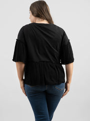 American Bling Women Jersey Contrast Crepe Viscose Plus Size Top AB-T1027（Prepack 6 Pcs）