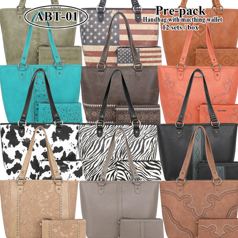 ABT-01 American Bling Tote Bag With Wallet Set Pre-pack (12Set/Case)