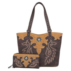 ABZ-G041W American Bling Embroidered Collections Concealed Carry Tote with Zippered-Around Long Wallet