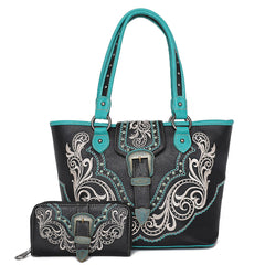 ABZ-G042W American Bling Buckle Collections Concealed Carry Tote with Zippered-Around Long Wallet