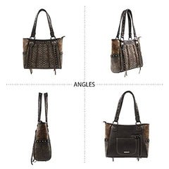 ABZ-G017 American Bling Floral Embossed Tote and Wallet Set-Coffee