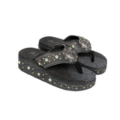 SEF11-S095 Montana West Aztec Tooled Wedge with Crosses Flip Flops By Case