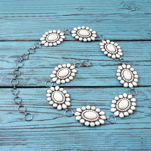 BLT220120-01   Western Stone Concho Link Chain Belt