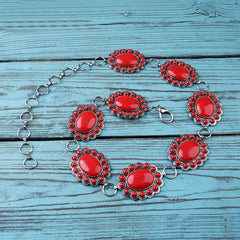 BLT220120-04  Western Stone Concho Link Chain Belt