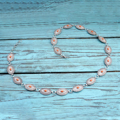 BLT220630-03  Western Oval Stone Concho Chain Belt