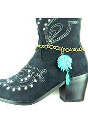 BOT150101-07 Indian Head With Feather Charm Boot Chain