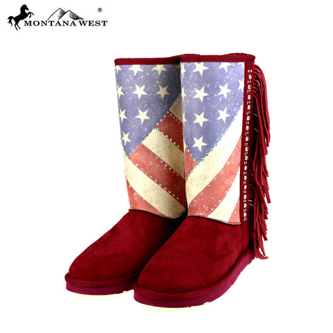 BST-US02 Montana West American Pride Collection Boots -Red By Size