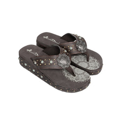 SEF11-S095 Montana West Aztec Tooled Wedge with Crosses Flip Flops By Case