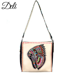 CLT-631I Delila 100% Genuine Leather Hand Embroidered Collection Mini Tote