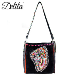CLT-631I Delila 100% Genuine Leather Hand Embroidered Collection Mini Tote