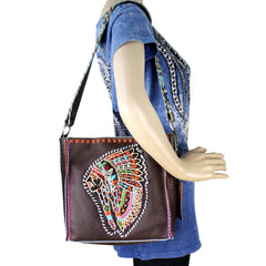 CLT-631I Delila 100% Genuine Leather Hand Embroidered Collection Mini Tote