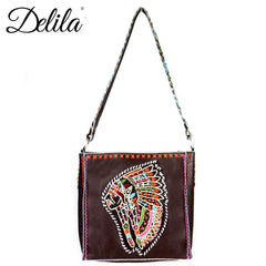CLT-631I Delila 100% Genuine Leather Hand Embroidered Collection Mini Tote