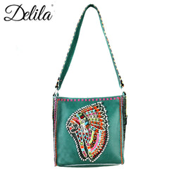 CLT-631I Delila 100% Genuine Leather Hand Embroidered Collection Mini Tote
