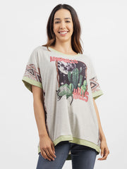 Delila Women Mineral Wash “ARMADILLO HHLS” Graphic Short Sleeve Tee DL-T087(Prepack 7 Pcs)