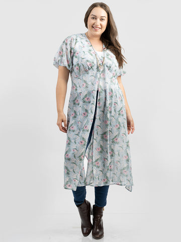 American Bling Women Floral Print Button Kimono AB-D1019（Prepack 6 Pcs）
