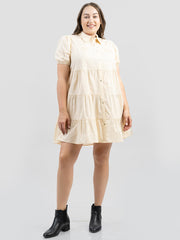 American Bling Women Poplin Short Sleeve Layered Shirt Dress AB-D1017（Prepack 6 Pcs）