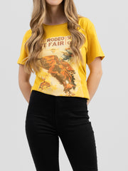 American Bling Women Mineral Wash ''Rodeo State Fair'' Graphic Short Sleeve Tee AB-T4011 （Prepack 7 Pcs）