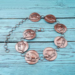 BLT220120-05   Western Antique Large Buffalo Coin Chain Belt