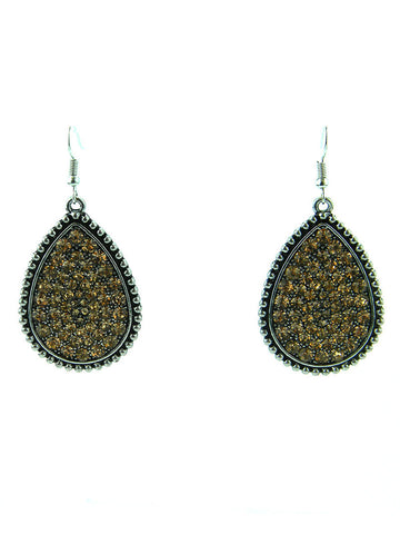 ER180420-03SLV/CHP  Silver Plating Champagne Crystal Teardrop Shape Earring