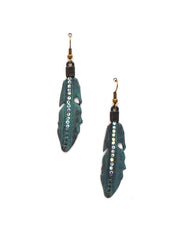ER180525-02 Feather Dangling Earring with Small Beads