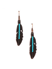 ER180525-02 Feather Dangling Earring with Small Beads