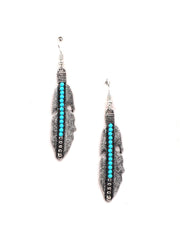 ER180525-02 Feather Dangling Earring with Small Beads