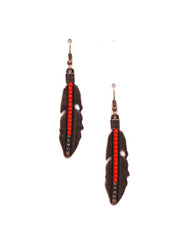 ER180525-02 Feather Dangling Earring with Small Beads