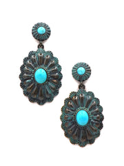 ER180525-04 Flower-Shaped Dangling Earring with Turquoise